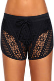 Womens Swim Shorts Cut Out Lace Overlay Lace Swim Bottom Board Shorts