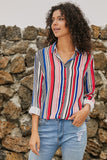 Womens Multicolor Striped Long Sleeve Shirt