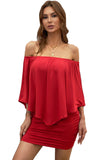 Women's Sexy Off Shoulder Ruffles Layered Dress Poncho Mini Dress