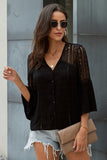 Womens Crochet White Bell Sleeve Top