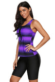 Womens Racerback Ombre Color Block Print Tankini Swimsuits