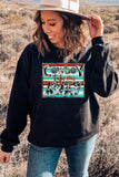 Sweat-shirt ras du cou Western Vintage Graphic Pullover Tops