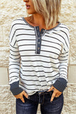 Striped Buttoned Waffle Knit Shirt for Women