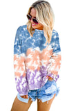 Women Color Block Casual Tops Tie Dye Pullover Sweatshirt