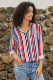 Womens Multicolor Striped Long Sleeve Shirt