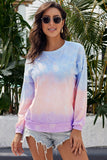 Women Color Block Casual Tops Tie Dye Pullover Sweatshirt