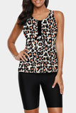 Womens Racerback Ombre Color Block Print Tankini Swimsuits