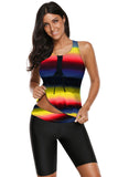 Womens Racerback Ombre Color Block Print Tankini Swimsuits