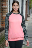 Women Long Sleeve Crewneck Pullover Camo Print Sweatshirts