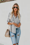 Striped Long Sleeve Top Button Down Shirt For Women