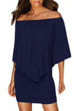 Robe Mini Poncho Noire Superposée à Plusieurs Pansements