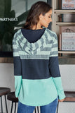 Women's Casual Color Block Pullover Hooded Sweatshirts Drawstring Hoodie