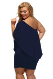 Robe Mini Poncho Noire Superposée à Plusieurs Pansements