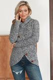 Women's Buttoned Wrap Sweater Turtleneck Sweater Jumper