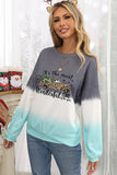 Women Color Block Casual Tops Tie Dye Pullover Sweatshirt