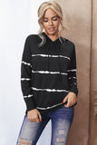 Womens Casual Hoodie Tie-dye Striped Drawstring Pullover Tops Shirts