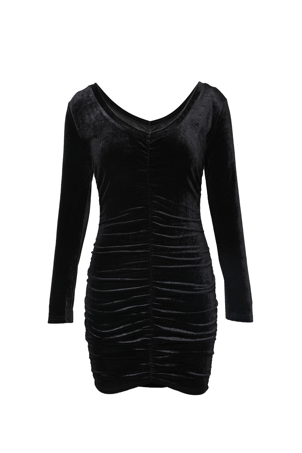 Women's Long Sleeve Ruched Bodycon Velvet Dress Elegant Cocktail Party Mini Dress - Black / S / 95%Polyester 5%Elastane Women's Long Sleeve Ruched Bodycon Velvet Dress Elegant Cocktail Party Mini Dress - Black / S / 95%Polyester 5%Elastane