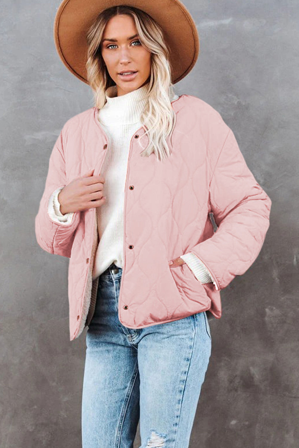 Womens Solid Buttoned Double-sided Coat