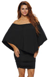 Robe Mini Poncho Noire Superposée à Plusieurs Pansements