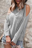 Cold Shoulder Texture Long Sleeve Sweater