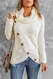 Women's Buttoned Wrap Sweater Turtleneck Sweater Jumper