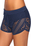 Womens Swim Shorts Cut Out Lace Overlay Lace Swim Bottom Board Shorts