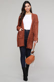 Women's Fuzzy Popcorn Oversized Sweater Coat Dusty Pebble Open Front Cardigan