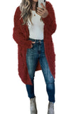 Women's Fuzzy Knit Cardigan Long Sleeve Plain Cardigan Pockets