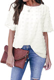 Swiss Dot Texture Short Sleeve Loose Fit Top