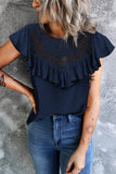 Lace Ruffled Short Sleeve T-shirt for Women