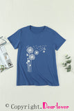 Crew Neck Dandelion Print T-shirt