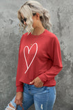 Heart Shape Print Long Sleeve Pullover Sweatshirt