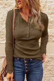 Beige Crochet Lace Hem Sleeve Button Top