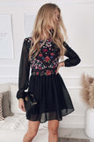 Womens Summer Casual Floral Print Flowy Dress Mesh Splicing Lined Mini Dress