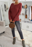 Women's Crew Neck Backless Knitted Pullover Cross Back Sweater