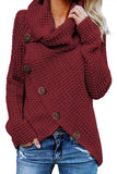Women's Buttoned Wrap Sweater Turtleneck Sweater Jumper