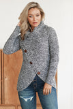 Women's Buttoned Wrap Sweater Turtleneck Sweater Jumper