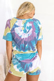 Pyjama Set Shorts Womens Tie Dye Print Lounge Set