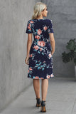 Women's Midi Casual Dresses Short Sleeve Pocketed Floral T Shirt Dress