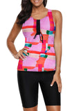 Womens Racerback Ombre Color Block Print Tankini Swimsuits