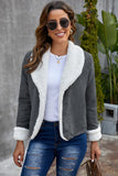Women's Lapel Collar Fleece Open Front Coat
