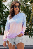 Women Color Block Casual Tops Tie Dye Pullover Sweatshirt