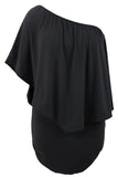 Robe Mini Poncho Noire Superposée à Plusieurs Pansements