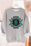 Women's Aztec Print Western Shirts Tribal Gray Sweatshirt