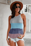 Knitted Tank Top Women's Color Block Striped Knit Top
