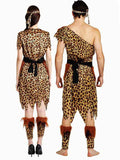 Costume de femme des cavernes à imprimé léopard d'Halloween Marron