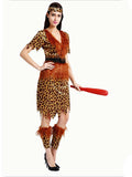 Costume de femme des cavernes à imprimé léopard d'Halloween Marron