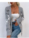 Women's Holiday Sweater Button Down Reindeer Cardigan