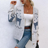 Women's Holiday Sweater Button Down Reindeer Cardigan