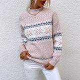 Pull de Noël à col montant et flocons de neige pour femmes